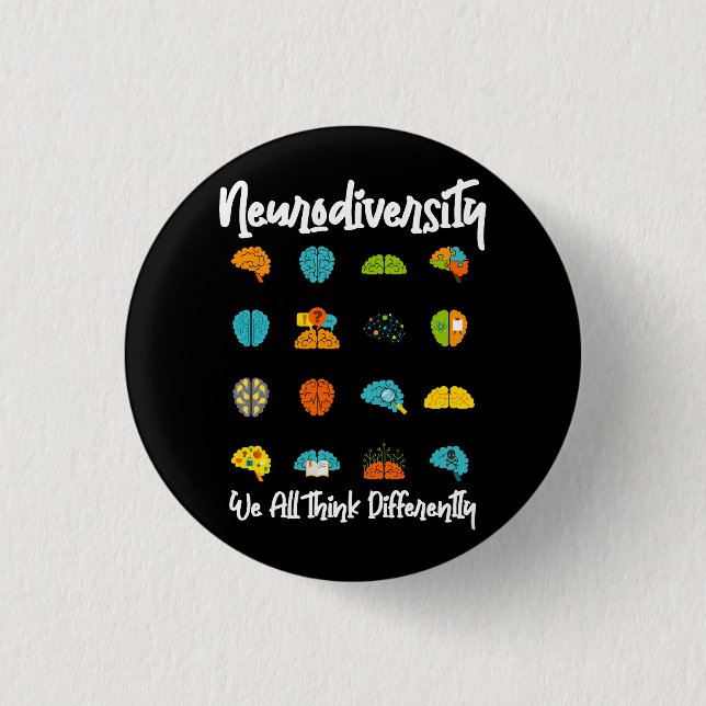 We All Think Differently Neurodiversity Shirt Auti Button (Front)