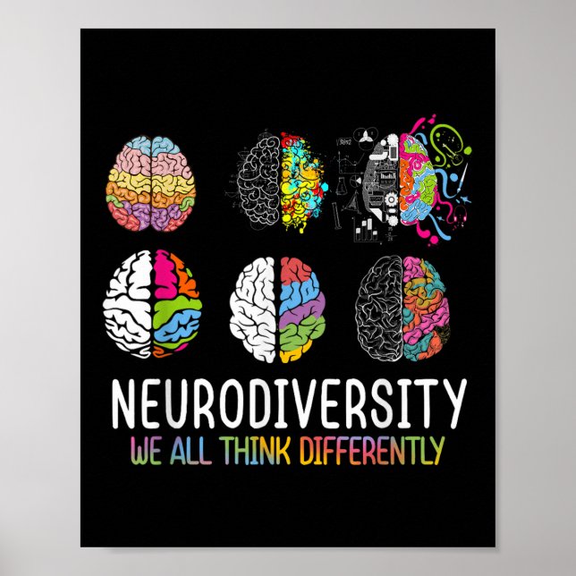 We All Think Differently Neurodiversity Shirt Auti Poster (Front)
