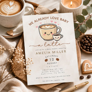 'We Already Love Baby a Latte' Coffee Baby Shower Invitation