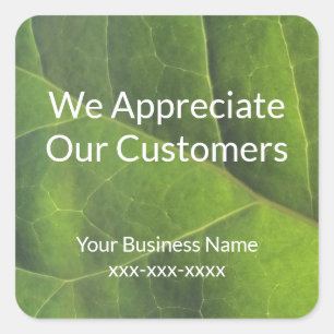 We Appreciate Our Customers Green Leaf Business Square Sticker