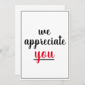 We Appreciate You Appreciation Thank You Card | Zazzle