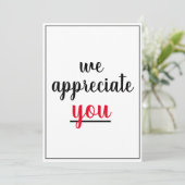 We Appreciate You Appreciation Thank You Card | Zazzle