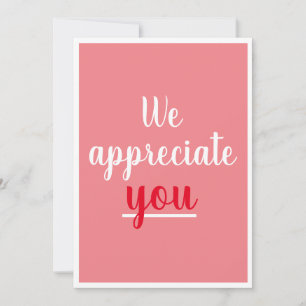  We Appreciate You Nice Gesture Thank You Pink Card