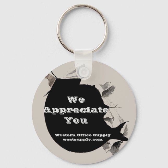We Appreciate You Torn Paper Business Thank You Keychain (Front)