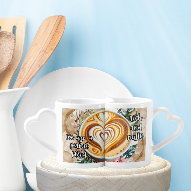We Are a Perfect Blend, Rich and Nutty Coffee Mug Set (Bring romance to your cup of joe with your significant other.)