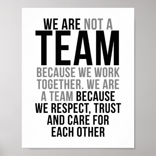 We Are A Team Because We Respect Trust And Care Poster