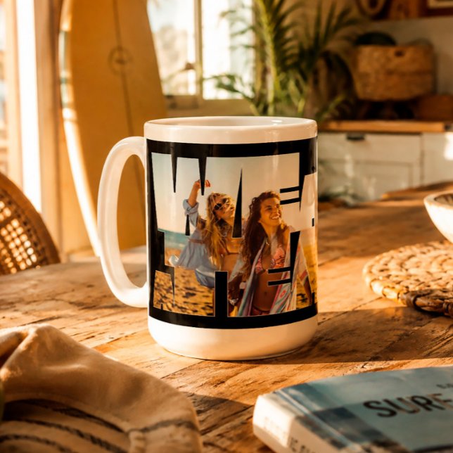 "We Are a Team" Custom Photo Mug (Boho coastal aesthetic • Vintage-inspired design • Custom photo keepsake)