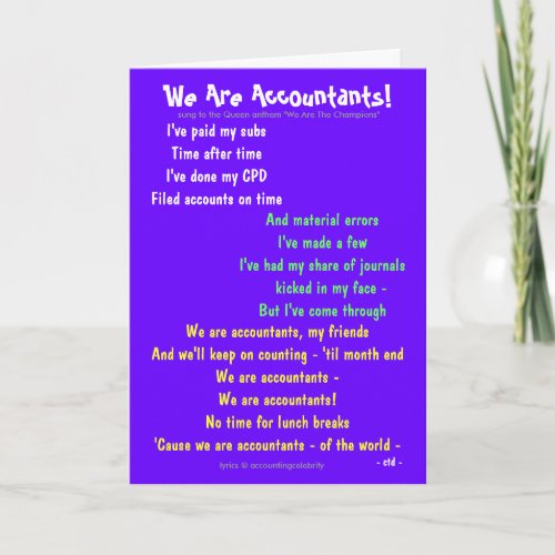 We Are Accountants Funny Retirement Song Words Holiday Card