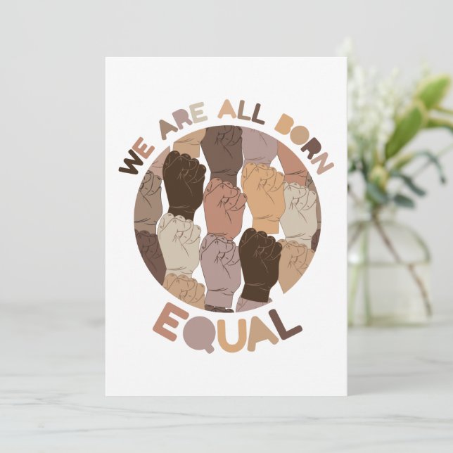 We Are All Born Equal, All Black Lives Matter Holiday Card (Standing Front)