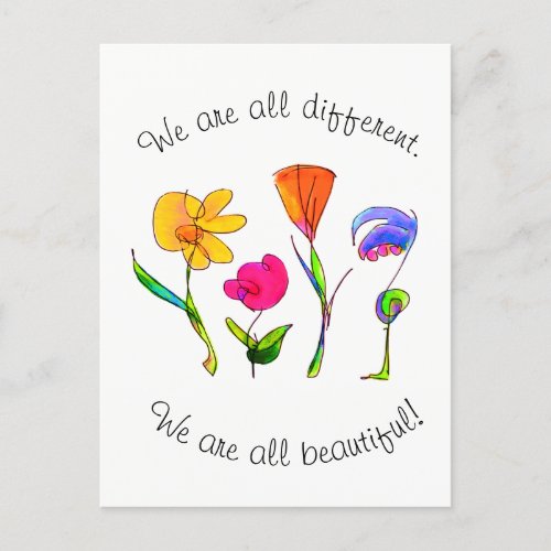 We Are All Different  Beautiful Diversity Postcard