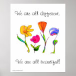 We Are All Different & Beautiful Diversity Poster