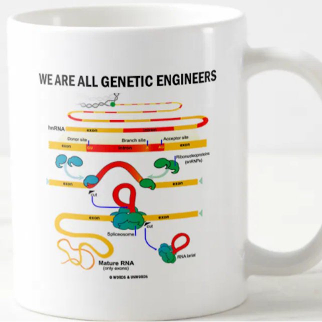 We Are All Genetic Engineers (RNA Splicing) Coffee Mug (Mug featuring RNA splicing & scientific truism saying for any genetics engineer or biotechnologist!)
