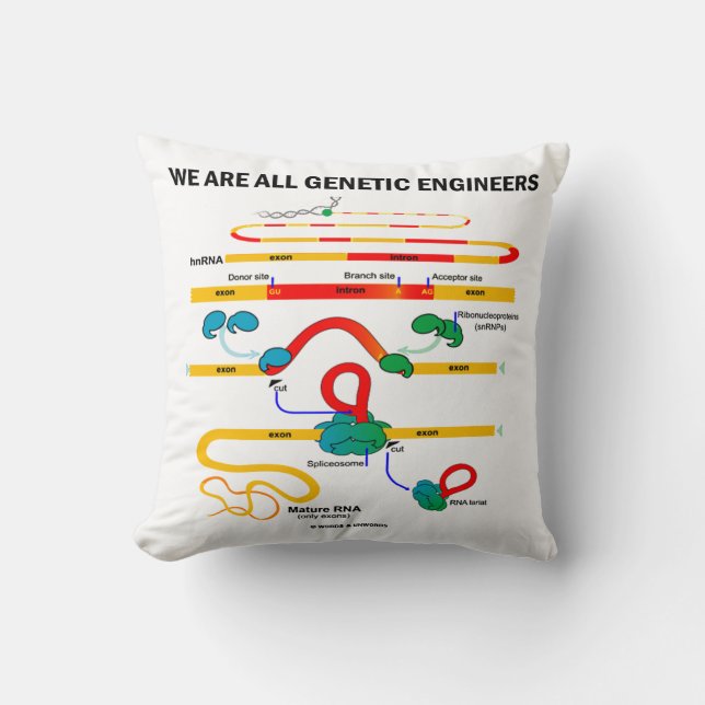 We Are All Genetic Engineers RNA Splicing Humor Throw Pillow (Front)