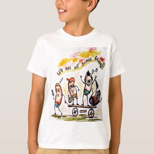We are all human beans T_Shirt for teen boys