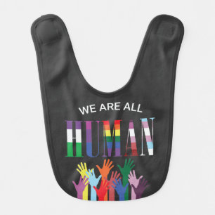 We Are All Human Colorful Hands   Baby Bib