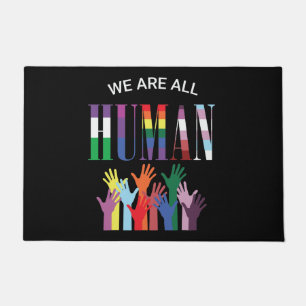 We Are All Human Colorful Hands Doormat