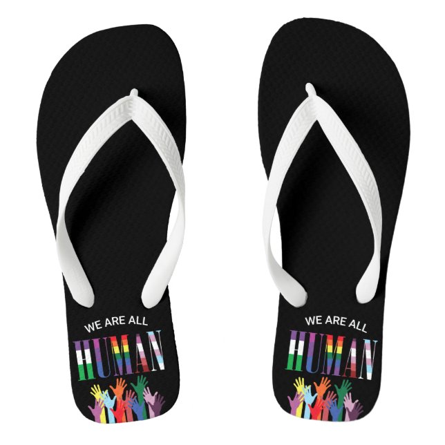 We Are All Human Colorful Hands  Flip Flops (Footbed)