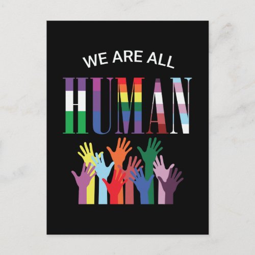 We Are All Human Colorful Hands Postcard