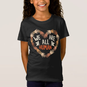 We Are All Human – Heart-Shaped Diversity Hands T-Shirt