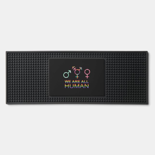 We Are All Human Lgbt Gender Symbols Bar Mat (Front)