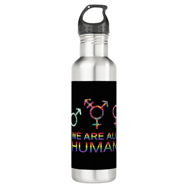 We Are All Human Lgbt Gender Symbols Stainless Steel Water Bottle (Front)