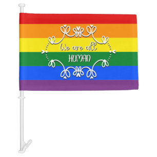 We Are All Human LGBTQ Pride Month Car Flag