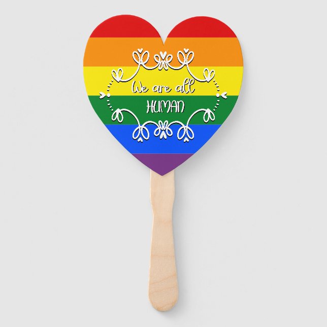 We Are All Human LGBTQ Pride Month Hand Fan (Front)