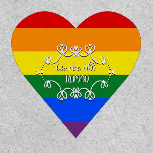 We Are All Human LGBTQ Pride Month Heart Shape Patch