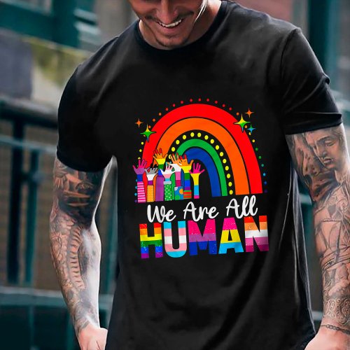We Are All Human Pride Ally LGBT Gay Pride Month T_Shirt