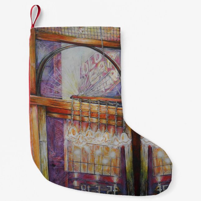 We Are All Moths Flying Around the Same Light. Small Christmas Stocking (Front)
