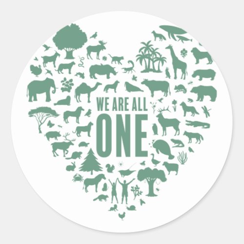 We Are All One Global Warming Awareness Earth Day Classic Round Sticker