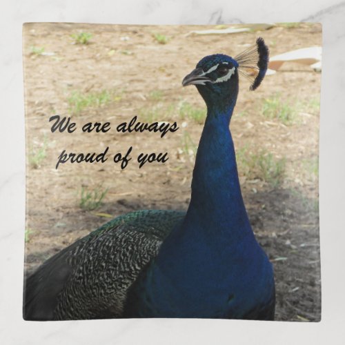 We Are Always Proud Peacock Photo Graduation Trinket Tray