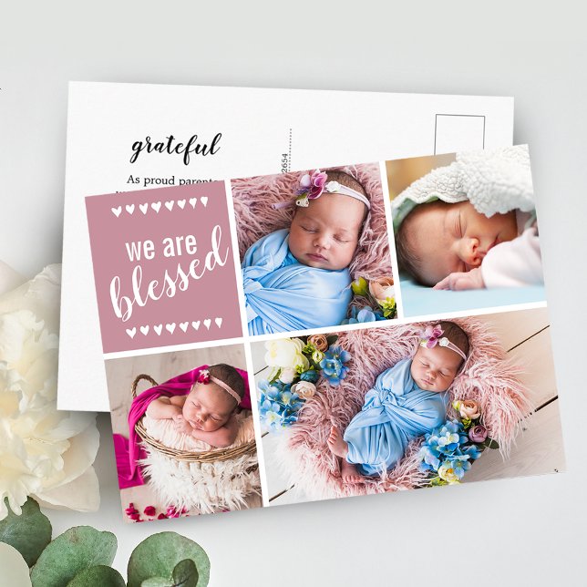 We Are Blessed | Birth Announcement | Thank You Postcard (Creator Uploaded)