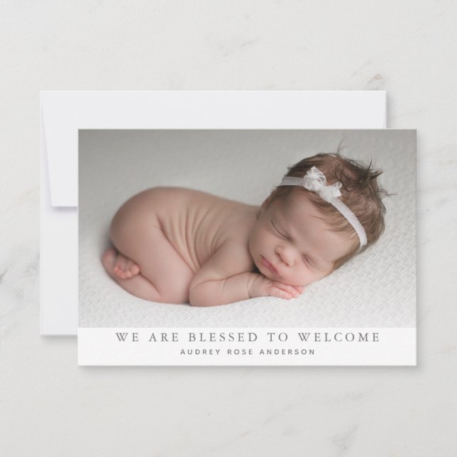 We Are Blessed Photo Collage New Baby Birth  Announcement (Front)