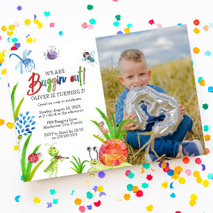 We Are Bugging Out   Photo Birthday Party Invitation
