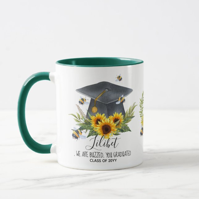 We Are BUZZED! GRADUATION Gift Personalized BEES Mug (Left)