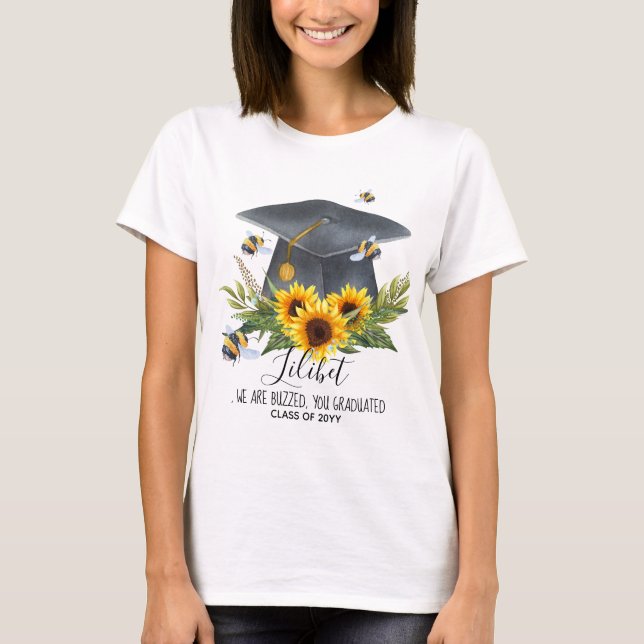 We Are BUZZED! GRADUATION Gift Personalized BEES T-Shirt (Front)