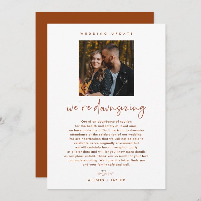 We Are Downsizing Wedding Update Photo Invitation (Front/Back)