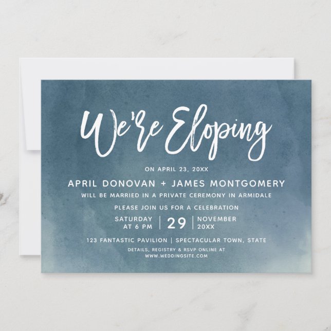 We are Eloping Brush Typography Wedding Invitation (Front)