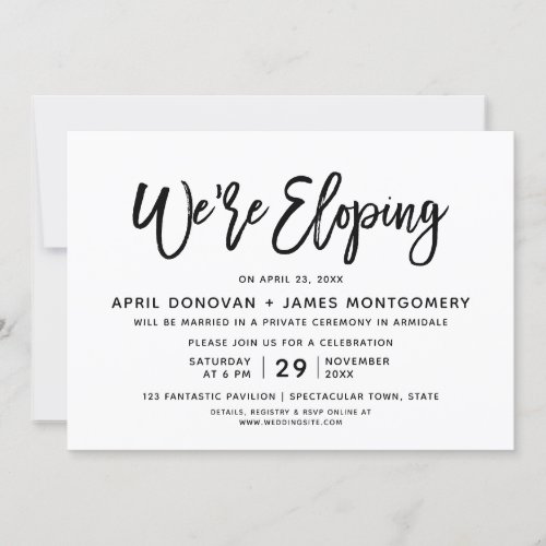 We are Eloping Brush Typography Wedding Invitation