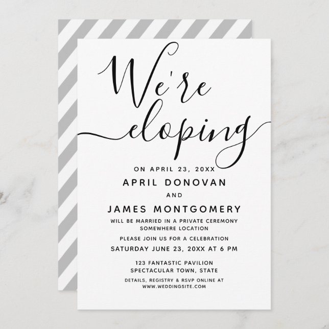 We are Eloping Typography Wedding Invitation (Front/Back)