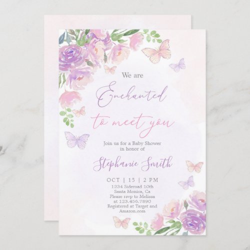 We are Enchanted To Meet You Baby Shower Girl Invitation