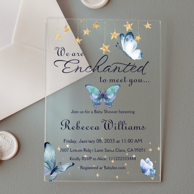 We Are Enchanted To Meet You Butterfly Baby Shower Acrylic Invitations (Creator Uploaded)