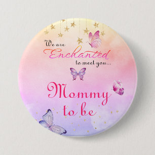 We Are Enchanted To Meet You Butterfly Baby Shower Button
