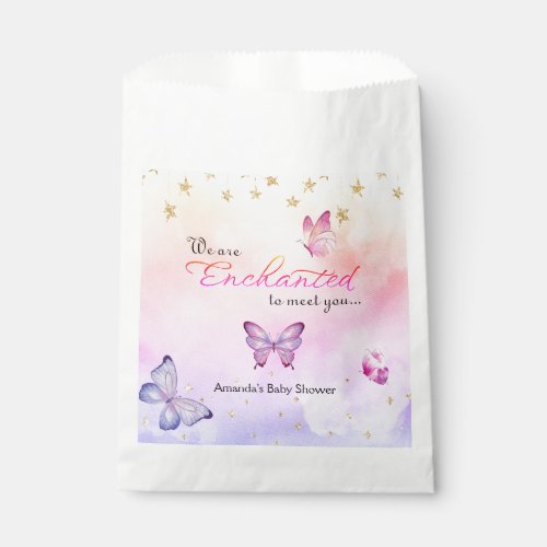 We Are Enchanted To Meet You Butterfly Baby Shower Favor Bag