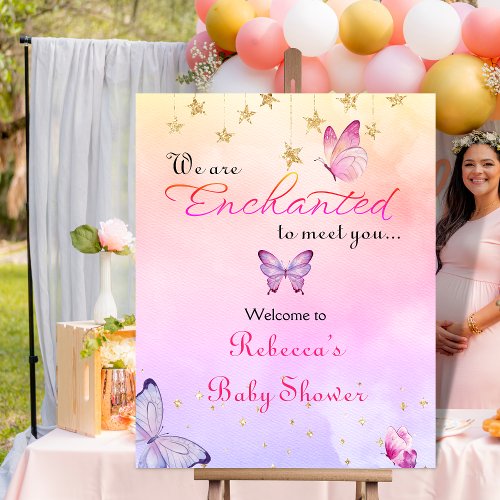 We Are Enchanted To Meet You Butterfly Baby Shower Foam Board