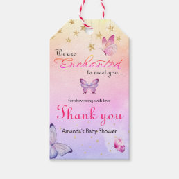 We Are Enchanted To Meet You Butterfly Baby Shower Gift Tags
