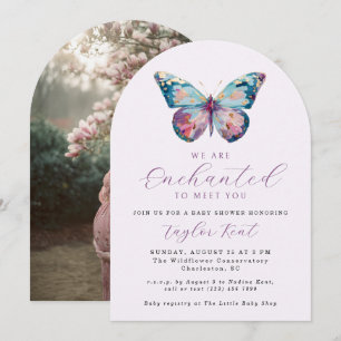 We are Enchanted To Meet You Butterfly Baby Shower Invitation