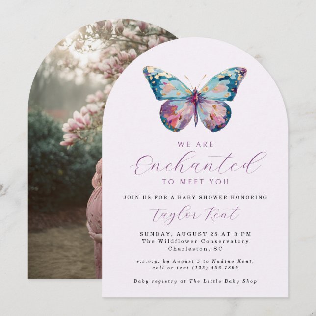 We are Enchanted To Meet You Butterfly Baby Shower Invitation (Front/Back)