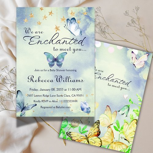 We Are Enchanted To Meet You Butterfly Baby Shower Invitation